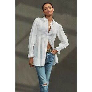 NWT Maeve Anthropologie Smocked Tunic Buttondown | Medium